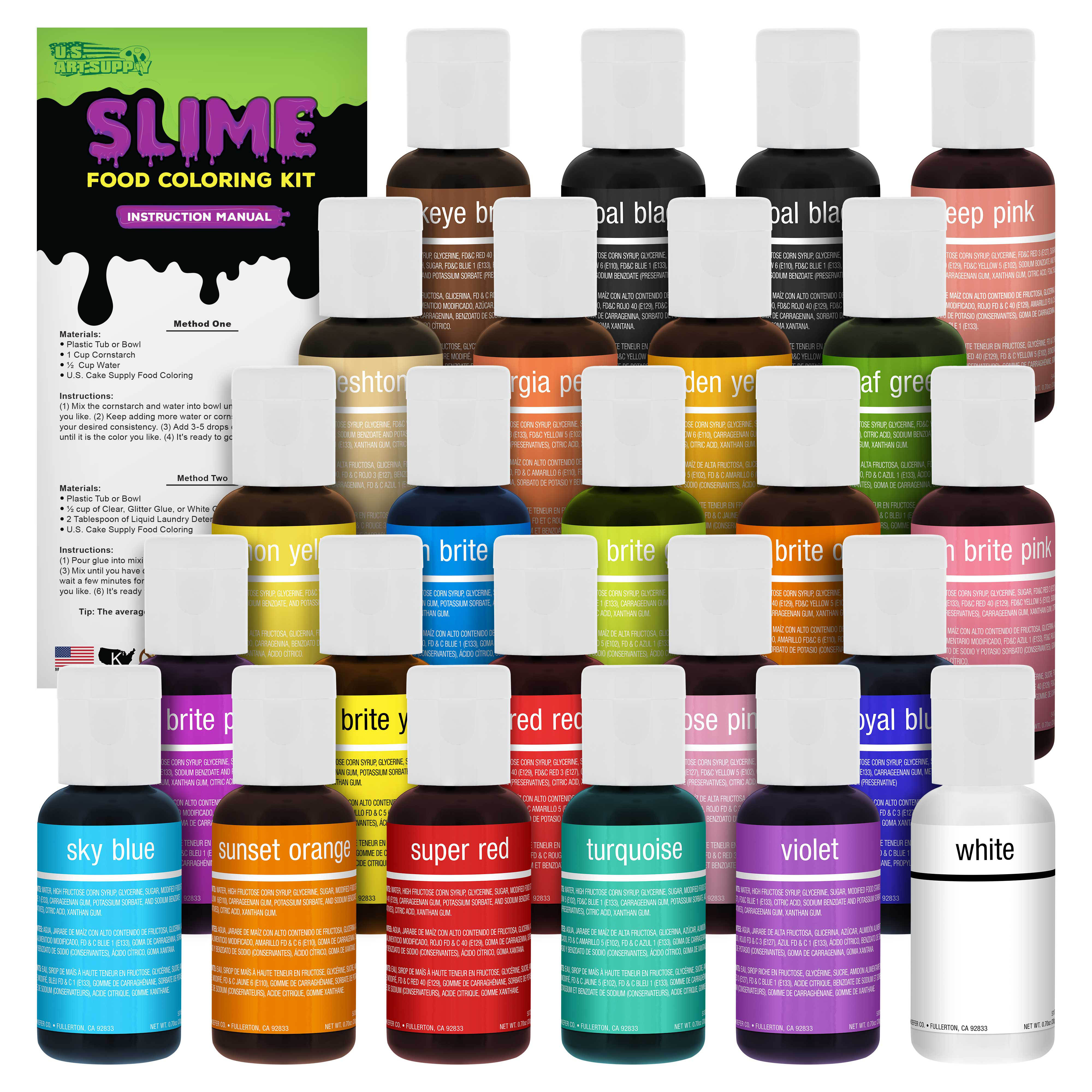 U.S. Art Supply 24 Color Liqua-Gel Slime Making Food Coloring Dye Kit -  Non-Toxic, Food Grade